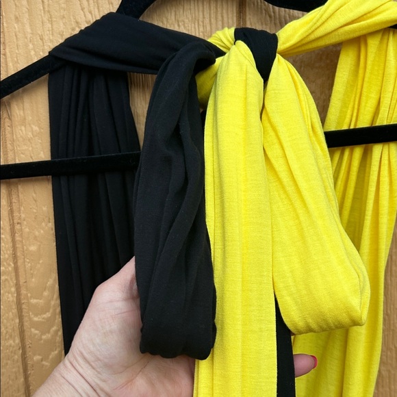 Black, Green, Yellow and Red, Backless, Deep V Maxi Dress. Large - Picture 8 of 16